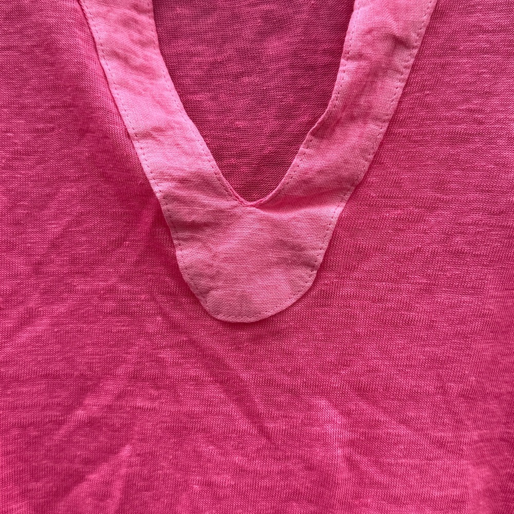 120% Lino | Pink Linen 3/4 Sleeve Blouse size Small - Picture 3 of 6